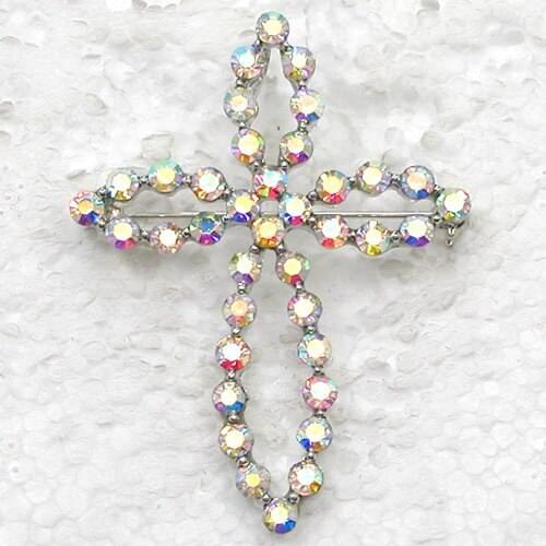 12pcs/lot Wholesale Fashion Brooch Rhinestone Cross Pin brooches & Pendant C101381