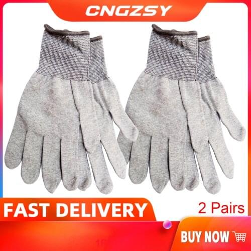 2 pairs long lifetime carbon fiber nylon anti static full finger insulating gloves cold-proof dustproof working gloves 2D08