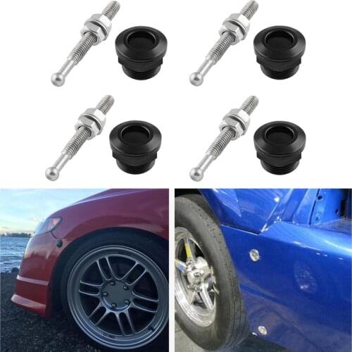 4 Pcs Reliable Latch Hood Pins Universal 7/8 inch (22mm) Diameter Quick Release Latch Push Button Black