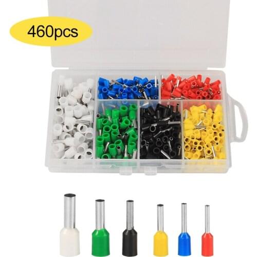 460pcs Crimp Terminals Pre Insulating Terminal Ferrules Kit Set Wire Copper Crimp Connector 22-12 AWG with Box