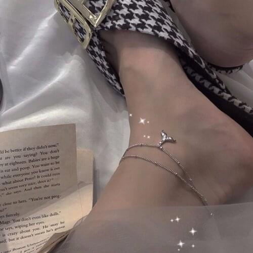 925 Sterling Silver Mermaid Tail Charm Pendant Multi Layer Link Chain Anklet Party Jewelry For Women sl356