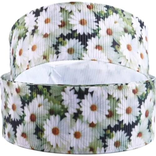 David accessories 1"25mm flower polyester grosgrain tape ribbon 5yds,DIY handmade materials,wedding gift wrapping,5Yc4092