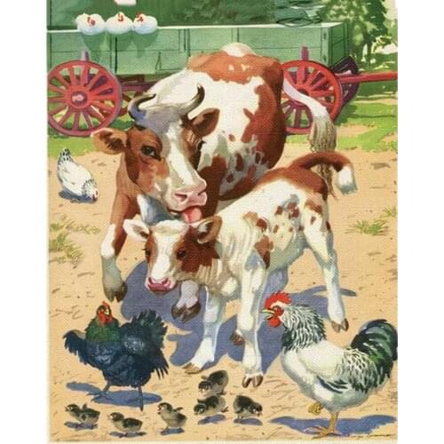 Diamond painting Farm animals diy diamond mosaic Chicken Cow Full square round Cross Stitch,3D rhinestones painting,drill Mosaic