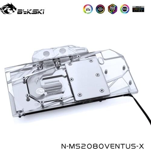 Bykski Water Cooling Block Compatible MSI RTX2080 VENTUS 8G V2 RTX2070 Super 8G,GPU Block,Support Mobo Control,N-MS2080VENTUS-X