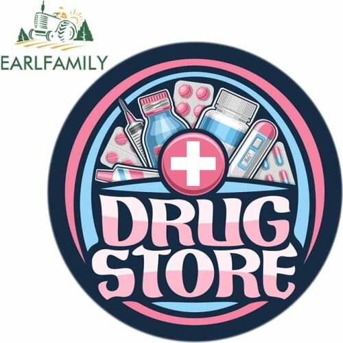 EARLFAMILY 13cm x 12.6cm for Drug Store Funny Car Sticker Vinyl Waterproof Car Accessories Body for Car Decals Pull Flower