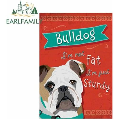 EARLFAMILY 13cm x 9cm For Bulldog Personality Creative Car Stickers Refrigerator Decal Funny Vinyl Material Sunscreen Decor