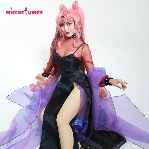 Exclusive Goth Black Lady Chibiusa Tsukino Cosplay Costume Dress Women Halloween Outfit