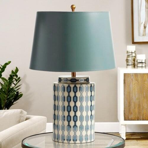 European garden ceramics table light Home study rooms are modern living room desk light bedroom bedside lamp Table Lamps LO7142