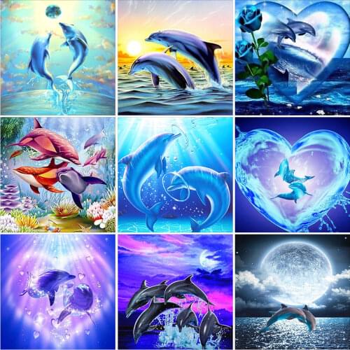 FIYO Diamond Embroidery Dolphin Cross Stitch Diamond Painting Kits Mosaic Animals Sale Rhinestones Art Handwork Gift Wall Decor