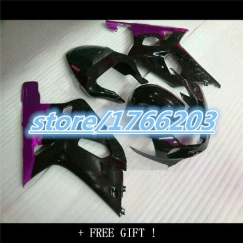 Custom Fairing kit for GSXR600 750 K1 01 02 03 GSXR 600 GSXR750 2001 2002 2003 ABS black purple Fairings set