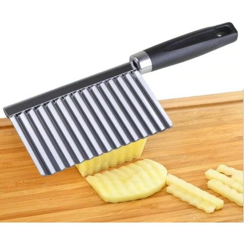 Stainless Steel Potato Chip Dough Crinkle Corrugated Clicer Knife Potato French Fry Cutter Kitchen Gadgets
