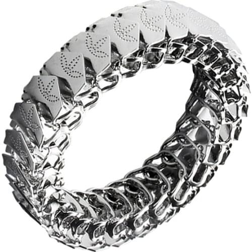 Miqiao Punk Personality Boho Shimmering Texture Stainless Steel Rings for Men Women Couple Family Friend Fashion Gift Jewelry