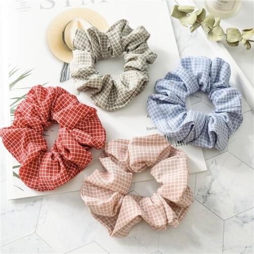 Korean Sweet Net Plaid Elastic Hair Bands Scrunchies Hair Rope Ties For Girls Women Ponytail Holder Hair Rings Hair Accessories