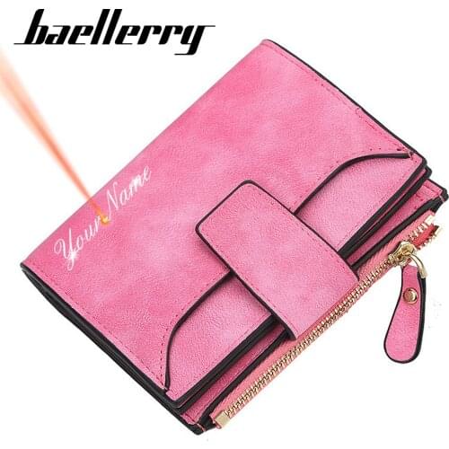 2021 Women Wallets Name Engraving Fashion Top Quality Short Female Purse PU Leather Card Holder Classic Zipper Wallet For Women