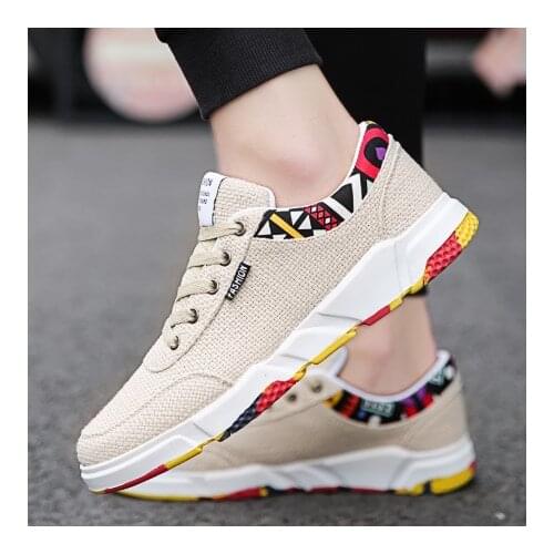 Sneaker man summer linen chic canvas shoe man breathable casual shoe man