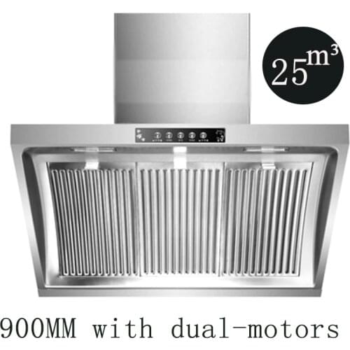 Range Hood Household Extractor Hood 900mm Side Big Suction With Double Motors Stainless Steel Panel Hanging For Kitchen Supplies