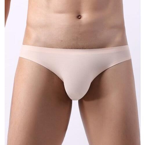 Mens Briefs Ultra Thin Ice Silk Slip Homme Underwear Calzoncillos Transparent Gay Panties Cueca Seamless Underpants Plus Size