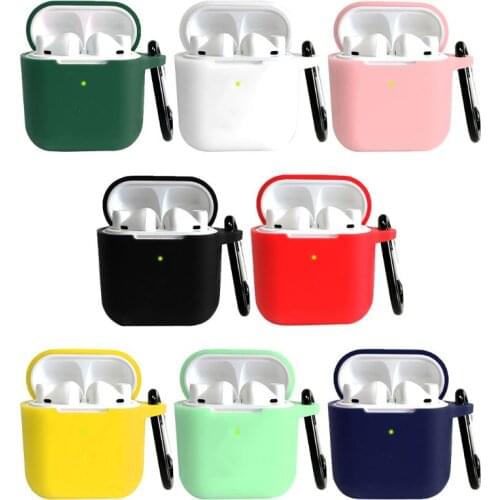 New Flip-open Cover Protective Case Soft Silicone Shell with Carabine for QCY T8 Wireless Earphones Charging Box