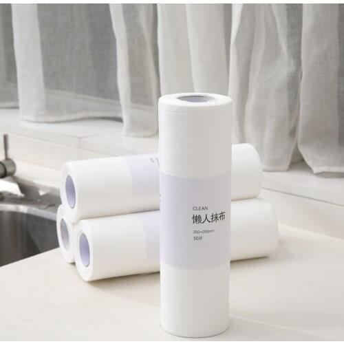 Disposable Thickened Dish Cloth Household Wipe Tablecloth Kitchen Non-linting Absorbent Cleaning Cloth 50 Piece per roll
