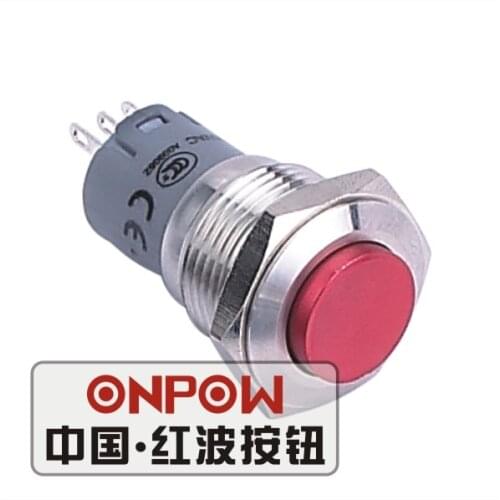 ONPOW 16mm 1NO1NC/2NO2NC High Concave round Momentary Stainless steel Metal Push Button Switch (LAS2GQG-S) CE,RoHS