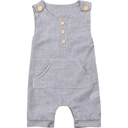 Pudcoco US Stock 0-18M Kids Newborn Baby Boy Girl Romper Sleeveless Striped Sunsuit Summer Outfit Set Clothes