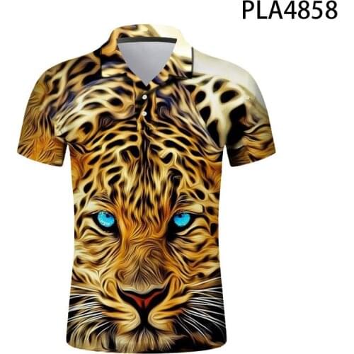 Polo Shirt New Cool Streetwear Tops Summer Short Sleeve Men 3D Printed Leopard Casual Shirts Fashion Camisas Polo Homme Ropa