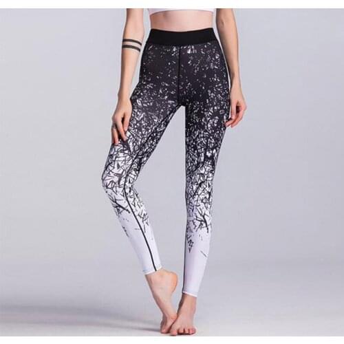 SALSPOR Women Casual Leggings Polyester Slim Graffiti Printing Ankle Length Leggins High Waist Elastic Fitness Leggings Female