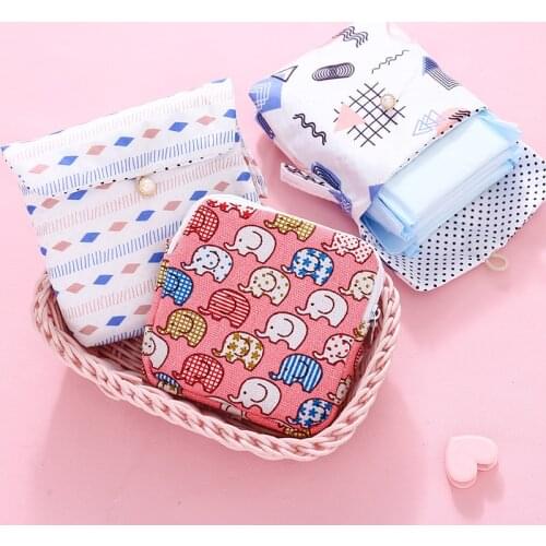 Zip Lock Bags Cute Purse Printed Tote Bag Storage Bag Cotton Bale Canvas Candy Sundries Sanitary Napkins Medicine Organizer