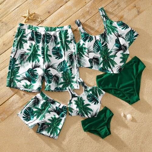 PatPat 2021 New Summer Tankini Tropical Plant Print Matching Swimsuits