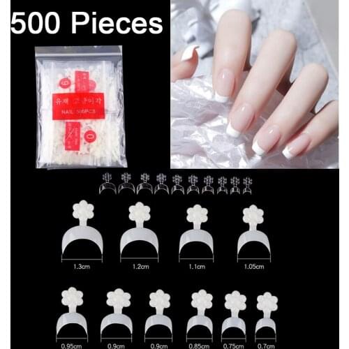 TKGOES 500PCS/Lot White/Red/Black 10size French Star Style False Acrylic Nail Art Tips Set PE Plastic French Nail Tips