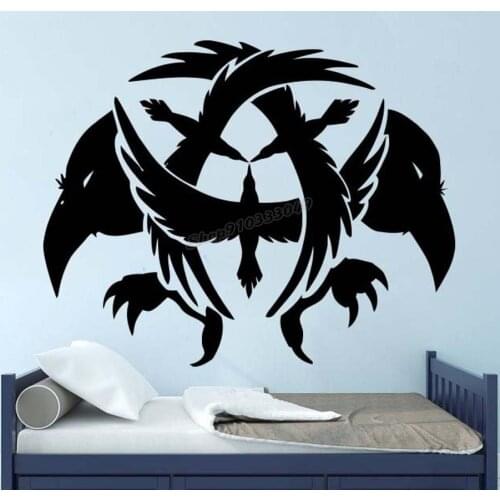 Vinyl Wall Decal Raven Crow Corbie Wings Birds Wall Sticker for Home Bedroom Living Room Decoration Removable Wallpaper B278