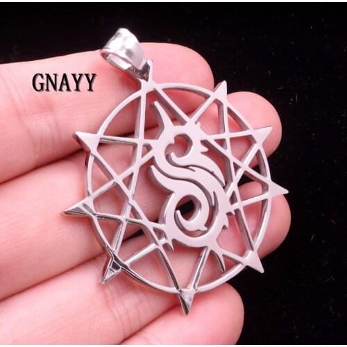 GNAYY Jewelry Large size Brand New Jewelry 316L Stainless Steel Nonagram STAR Pendant Necklace free chain 30