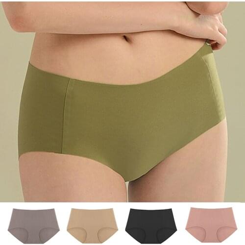 FINETOO Women Ice Silk Seamless Panties S-XL Sexy Briefs Fashion Underpants Female Soft Underwear Girls Intimates Lingerie 2021