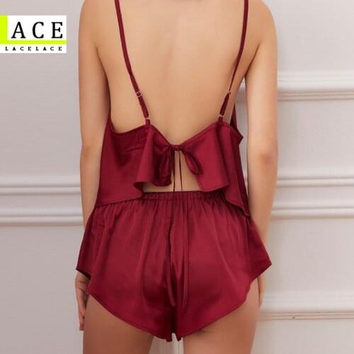 Kawaii Pajamas Chinese Belly Band Underwear Silk Sleepwear Set Temptation Women Lingerie Set Brassiere Shorts Satin Pajamas Sets