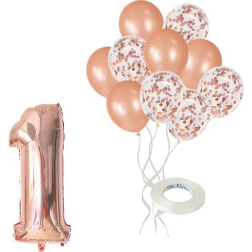 32inch Number Foil Balloon and Confetti Latex Ballons Gold Birthday Party Globos Set for Kids Adults Birthday Party Decorations