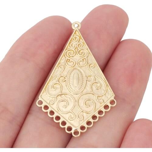 6 x Gold Color Geometry Triangle Chandelier Connector Charms Pendants for DIY Earring Jewelry Making 45x28mm