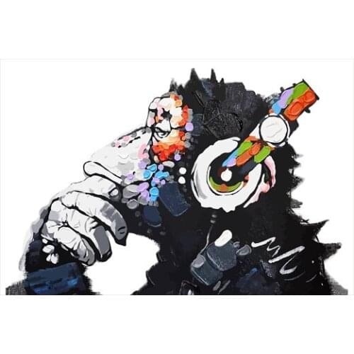 Abstract Watercolor Monkey Wild Animal Abstract Canvas Art Painting Posters and Prints Scandinavian Wall Picture for Living Room