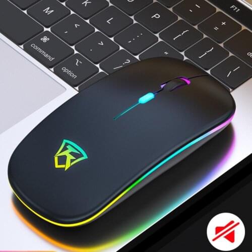 Wireless 2.4G Ergonomic Mute Rechargeable LED Backlit Gaming Mouse for PC Laptop