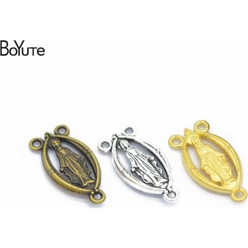 BoYuTe (40 Pieces/Lot) 25*13MM 3 Colors Metal Alloy Jesus Connector Charms Pendant for Jewelry Making Wholesale