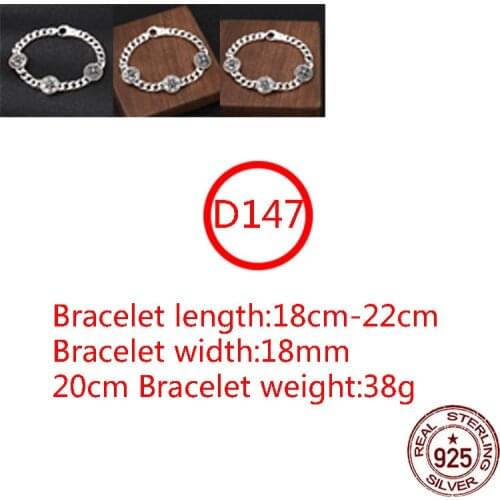 D147 S925 sterling silver bracelet cross round beads thick personality cross punk style retro distressed new hot