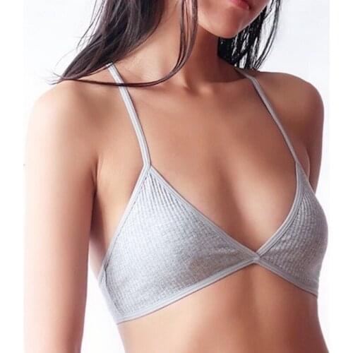 Sexy Cotton Womens Underwear Ultra-thin Triangle Cup Underwear Wireless Cross Back V-neck Comfortable Ladies Bra Underwear