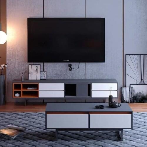 Tea table TV cabinet combination modern simple apartment living room square household Nordic Light luxury small