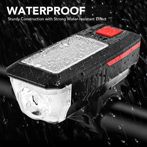 Solar / USB Charging Bike Light Bicycle Bell Horn Lamp Bike Flashlight Bike Front Light Rechargeable Waterproof Headlight