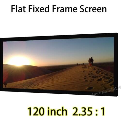 HD Screen 120-inch 2.35:1 Flat Fixed Front Projection Screens With 80mm Black Velect Aluminum Frames
