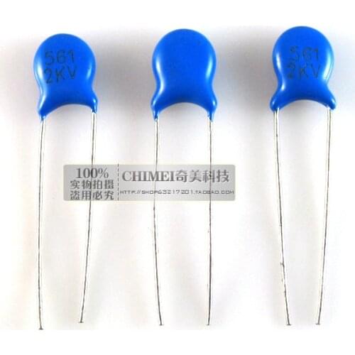 High voltage ceramic capacitors 2KV 561K ceramic disc capacitors commonly used in high voltage applications