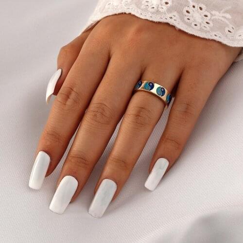 Yin Yang Ring Taiji Jewelry Thick Ring Luxury Spring Fine Lucky Jewelry Heart Flower Queen Clouds Smile Rings for Women Gift