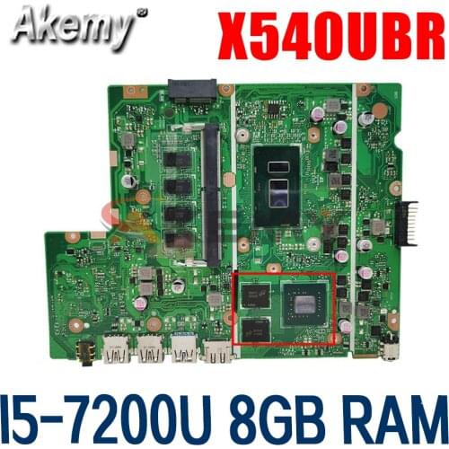 Akemy For ASUS X540UB X540UBR X540UV laptop motherboard mainboard X540UB original mainboard with I5-7200U CPU 8GB RAM 2GB-GPU