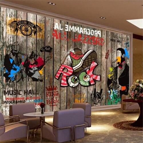 Milofi European and American wooden board pop rock bar KTV background wall painting