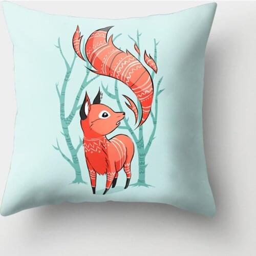 Cartoon Lovely Fox Cushion Cover Soft Sofa Car Office Decorative Animal Pillowcase Peach Skin Living Room Home Decor Accessories