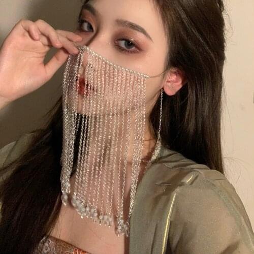 New Antiquity Face Curtain Veil Hanging Ears For Wedding Bride Headdress Costume Cover Face Jewelry Tassel Hair Accessories